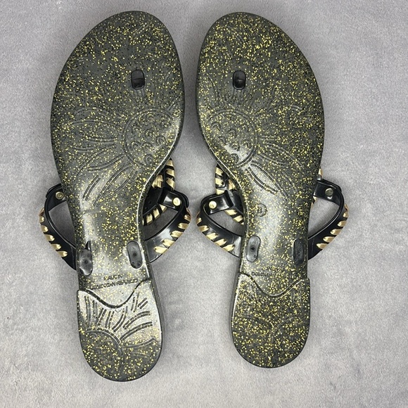 Jack Rogers Black and Gold Sandals with Elegant Design Size: 8 - Picture 6 of 7